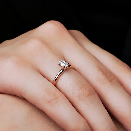  GİA 0.46ct D SI1 Oval Pırlanta Tektaş Yüzük yt1280