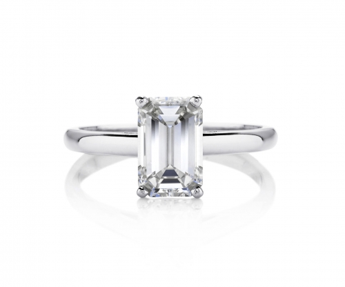 GİA 0.72CT E VS Baget Emerald Kesim Pırlanta Tektaş Yüzük yt1145