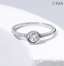 Lois Diamond 0.32ct+0.08ct Toplam 0.40 Karat Pırlanta Tektaş Yüzük GİA Sertifikalı YZ1049