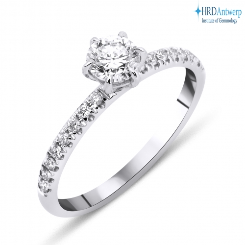 Lois Diamond 0.65 Karat D-E Rengi Yan Taşlı Pırlanta Tektaş Yüzük-HRD Sertifikalı YZ1065