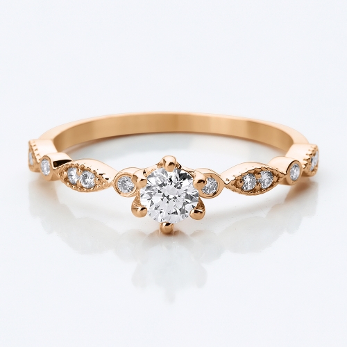 Lois Diamond 0.42 Karat Pırlanta Vintage Tektaş Yüzük-HRD Sertifikalı YZ1023