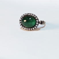  Oval Kapşon Doğal Zümrüt Ve Elmas Yüzük 5.38 Karat (Reine Verte) 455