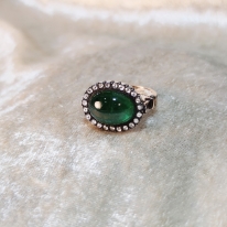  Oval Kapşon Doğal Zümrüt Ve Elmas Yüzük 5.38 Karat (Reine Verte) 455