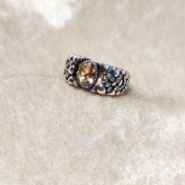  1.50 Karat Oval Sarı Sitrin Pırlantalı Yüzük (Helios'un Mührü) 457