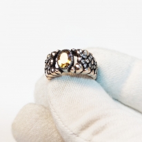  1.50 Karat Oval Sarı Sitrin Pırlantalı Yüzük (Helios'un Mührü) 457