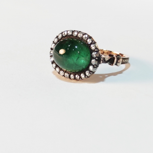  Oval Kapşon Doğal Zümrüt Ve Elmas Yüzük 5.38 Karat (Reine Verte) 455
