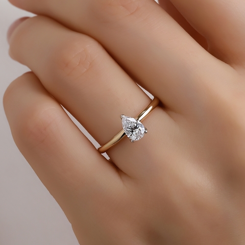  1.00 Karat Lab Grown Pırlanta Damla Kesim Tektaş Yüzük LAB20