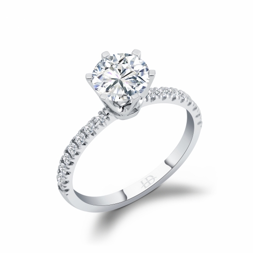  1.20 Karat D VS1 Lab Grown Kenarı Taşlı Pırlanta Tektaş Yüzük LAB21